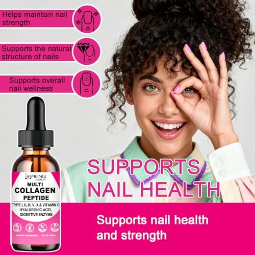 Multi-Kollagen-Peptid-Liquid-Tropfen für Frauen & Männer, Hydrolysierte Kollagenpeptide Typ (I, II, III, V, X) Proteinkomplex mit Hyaluronsäure, Biotin & Vitamin C, Unterstützt Haut, Haare, Gelenke & Darmgesundheit