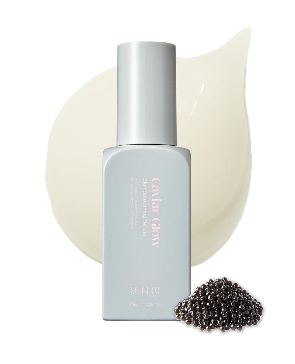 Delere Caviar Glow Smoothing Serum | Kaviar-Kollagen mit Niacinamid und Retinol für das Gesicht | Koreanisches Serum für strahlende Haut und glasige Haut, 50 ml