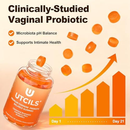 Liposomale Premium Feminine Balance Gummies, Fortgeschrittene Probiotika für Frauen mit Bromelain & Cranberry PACs - Dreifach gezielte pH-Balance, 30 Mrd. KBE, haltbar, zuckerfrei, 60 Stück