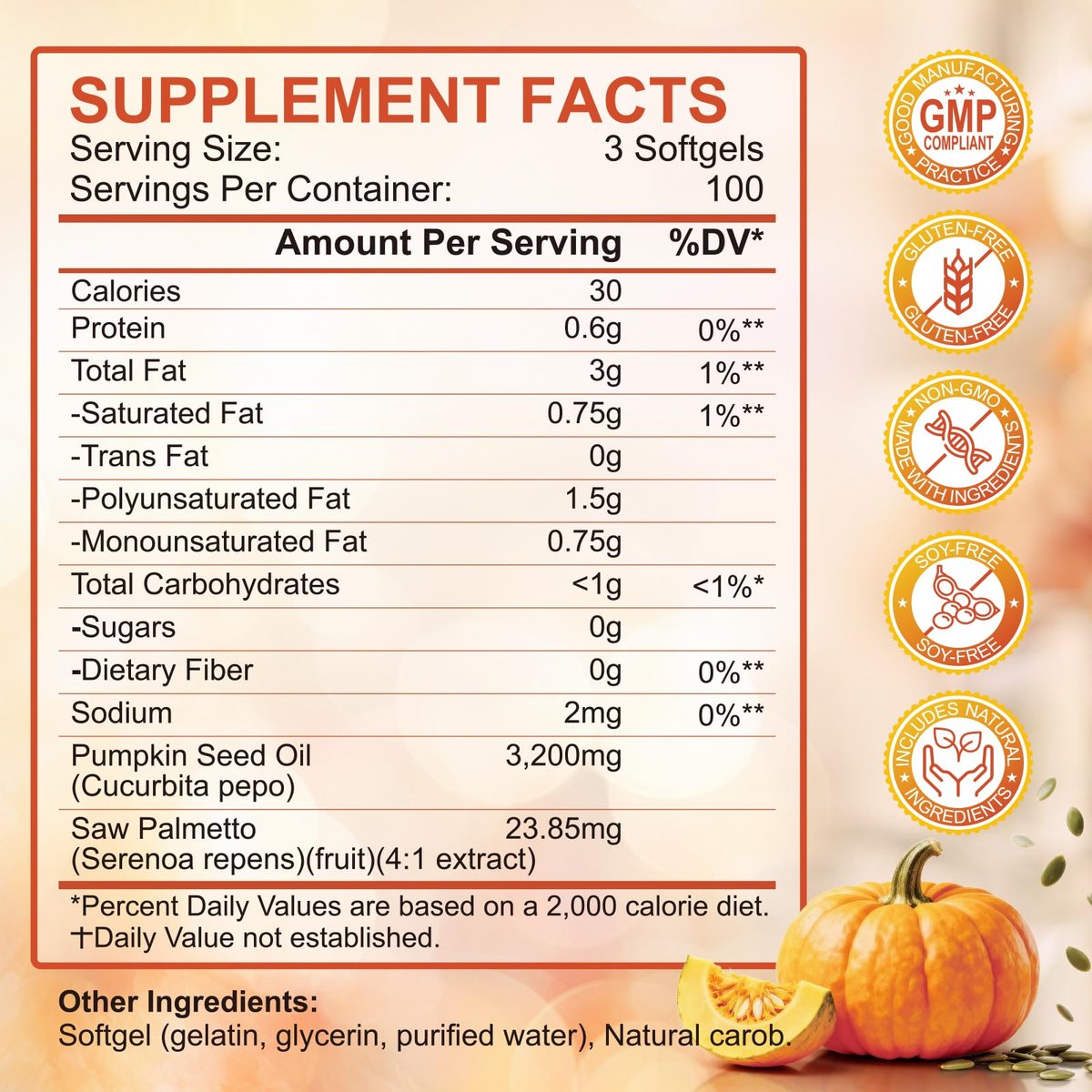 SCOLA Kürbiskernöl mit Sägepalme, 3200 mg/Portion, kaltgepresst mit essentiellen Fettsäuren & Phytosterolen, unterstützt Haar-, Immun-, Blasen- & Prostatagesundheit, Non-GMO (300 Weichkapseln)