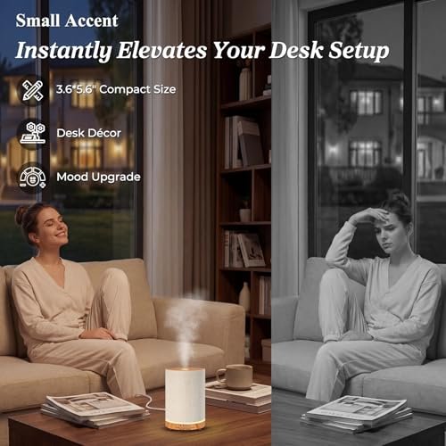URPOWER 100ML Aroma-Diffusor für Zuhause mit Leinenbezug, 7 Farbwechsel-LEDs, Timer & Auto-Abschaltung – Ultraschall-Luftbefeuchter für Schlafzimmer, Büro