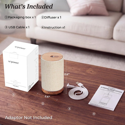 URPOWER 100ML Aroma-Diffusor für Zuhause mit Leinenbezug, 7 Farbwechsel-LEDs, Timer & Auto-Abschaltung – Ultraschall-Luftbefeuchter für Schlafzimmer, Büro