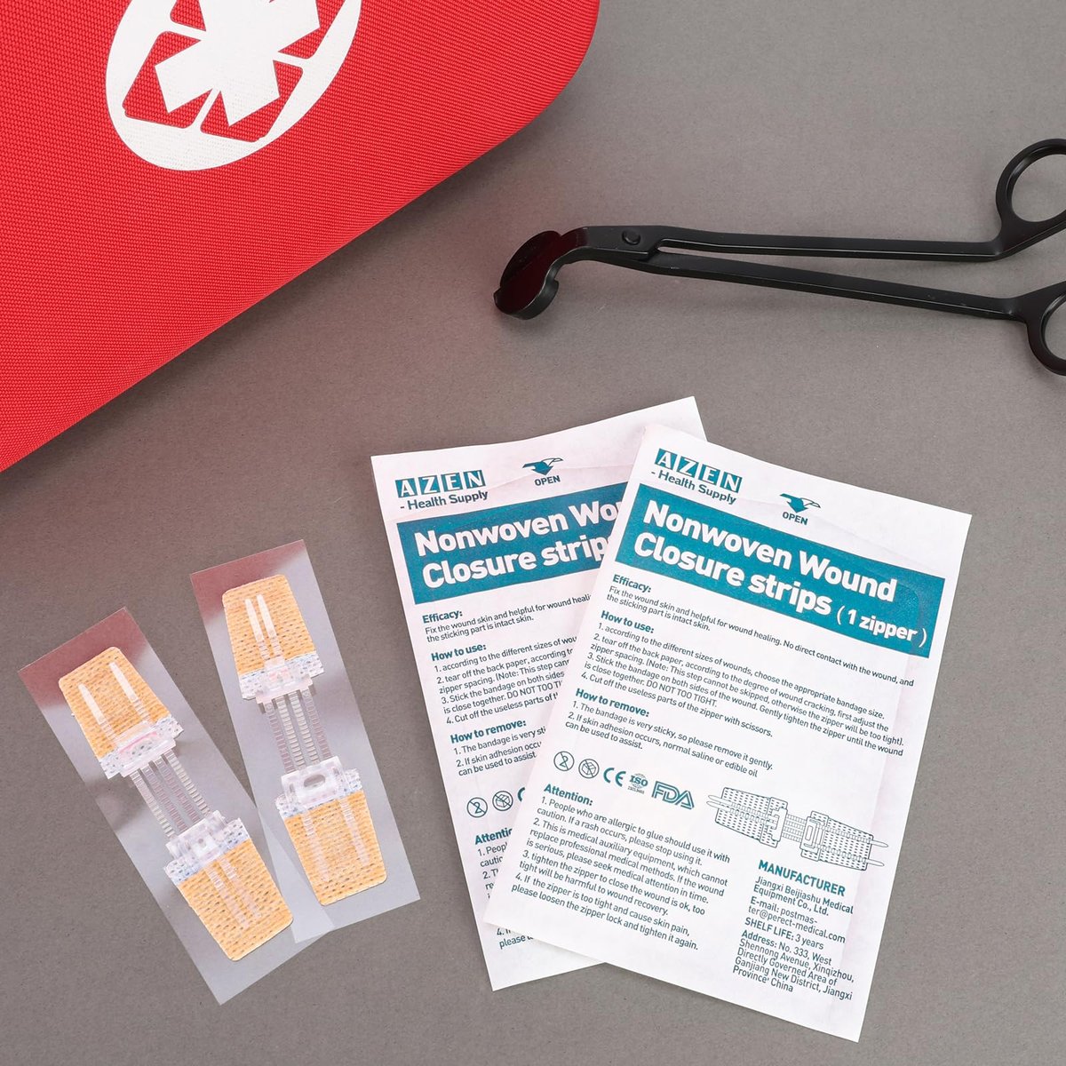 AZEN 10er-Pack Notfall-Wundverschlussstreifen, Schmetterlingspflaster, Wundverschluss-Zip-Stich, Wunden ohne Nähte reparieren