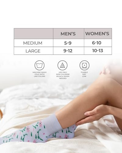 Pembrook Diabetikersocken für Damen und Herren - 6 Paare | Florales Muster | Atmungsaktive Bambusviskose | Nicht einschnürend, locker sitzend | Diabetikersocken | Damen Diabetikersocken | Ganztägiger Komfort ohne Fußbeschwerden