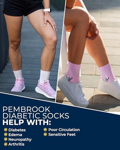 Pembrook Diabetikersocken für Damen und Herren - 6 Paare | Florales Muster | Atmungsaktive Bambusviskose | Nicht einschnürend, locker sitzend | Diabetikersocken | Damen Diabetikersocken | Ganztägiger Komfort ohne Fußbeschwerden