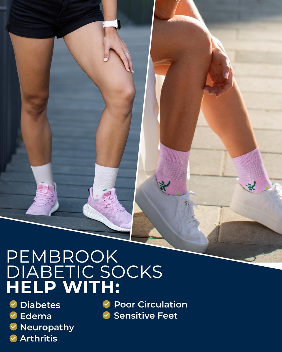Pembrook Diabetikersocken für Damen und Herren - 6 Paare | Florales Muster | Atmungsaktive Bambusviskose | Nicht einschnürend, locker sitzend | Diabetikersocken | Damen Diabetikersocken | Ganztägiger Komfort ohne Fußbeschwerden