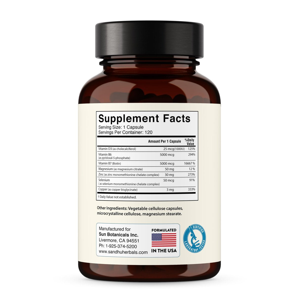 Zink 30mg mit Kupfer, Selen & Vitamin D3 | 120 Kapseln | Magnesium, Vitamin B6, Biotin Komplex | Absorbierbares cheliertes Zink für Männer & Frauen | für Haare, Haut, Nägel & Immununterstützung