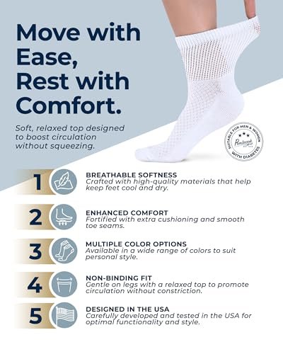 Pembrock Diabetikersocken für Damen & Herren - 6 Paar | Weiß | Weich, Nicht Einengend, Lockerer Bund | Diabetikersocken für Damen Größe 9-11, 6-15