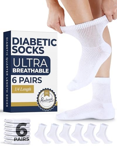 Pembrock Diabetikersocken für Damen & Herren - 6 Paar | Weiß | Weich, Nicht Einengend, Lockerer Bund | Diabetikersocken für Damen Größe 9-11, 6-15