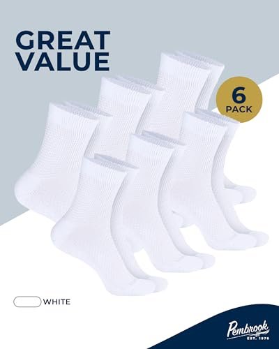 Pembrock Diabetikersocken für Damen & Herren - 6 Paar | Weiß | Weich, Nicht Einengend, Lockerer Bund | Diabetikersocken für Damen Größe 9-11, 6-15