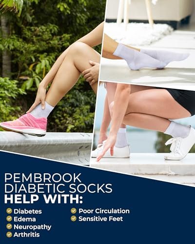 Pembrock Diabetikersocken für Damen & Herren - 6 Paar | Weiß | Weich, Nicht Einengend, Lockerer Bund | Diabetikersocken für Damen Größe 9-11, 6-15