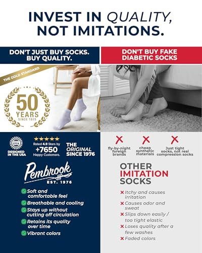 Pembrock Diabetikersocken für Damen & Herren - 6 Paar | Weiß | Weich, Nicht Einengend, Lockerer Bund | Diabetikersocken für Damen Größe 9-11, 6-15