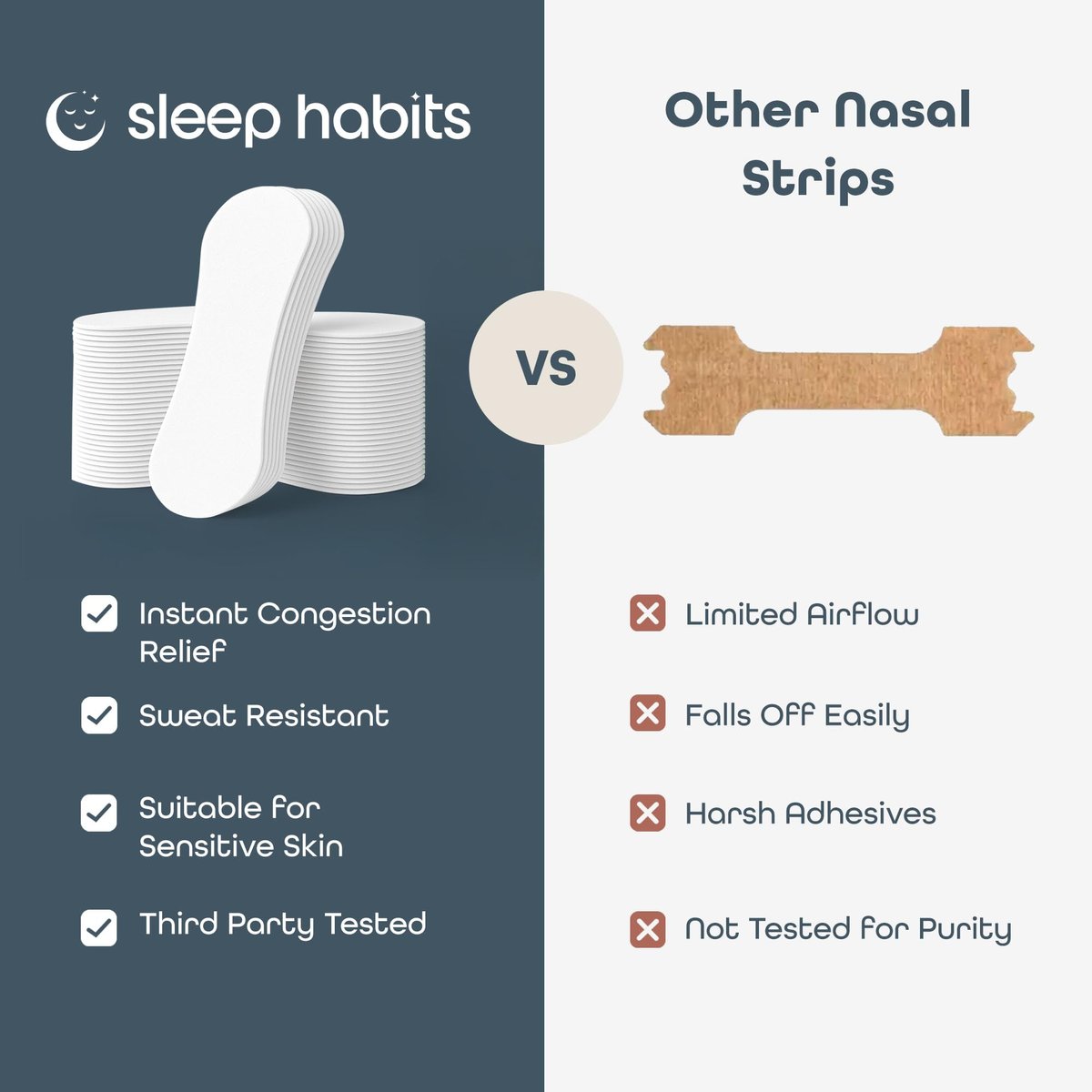 SleepHabits 45er Pack Atemstreifen, ungiftig, drittgeprüft, Nasenstreifen für bessere Atmung | Nasale Streifen gegen Schnarchen | Extra stark für empfindliche Haut | Nasenstreifen zum Schlafen, Lavendel