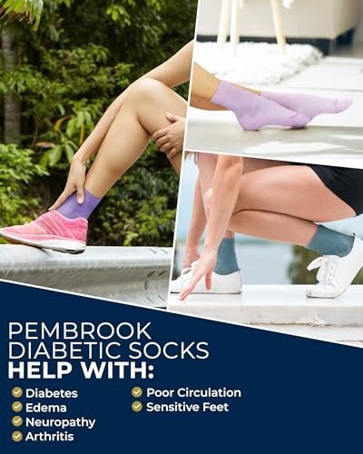 Pembrock Diabetikersocken für Damen & Herren – 6 Paar | Pastellfarben (Blau, Pink, Grau, Hellrosa, Lila, Grün) | Nicht einschnürende Socken bei Neuropathie