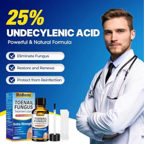 Medhome Nagelpilz Behandlung Extra Stark – 25% Undecylensäure für dicke, verfärbte Nägel – Sanfte Reparatur geschädigter Nägel, schnell wirkende Formel