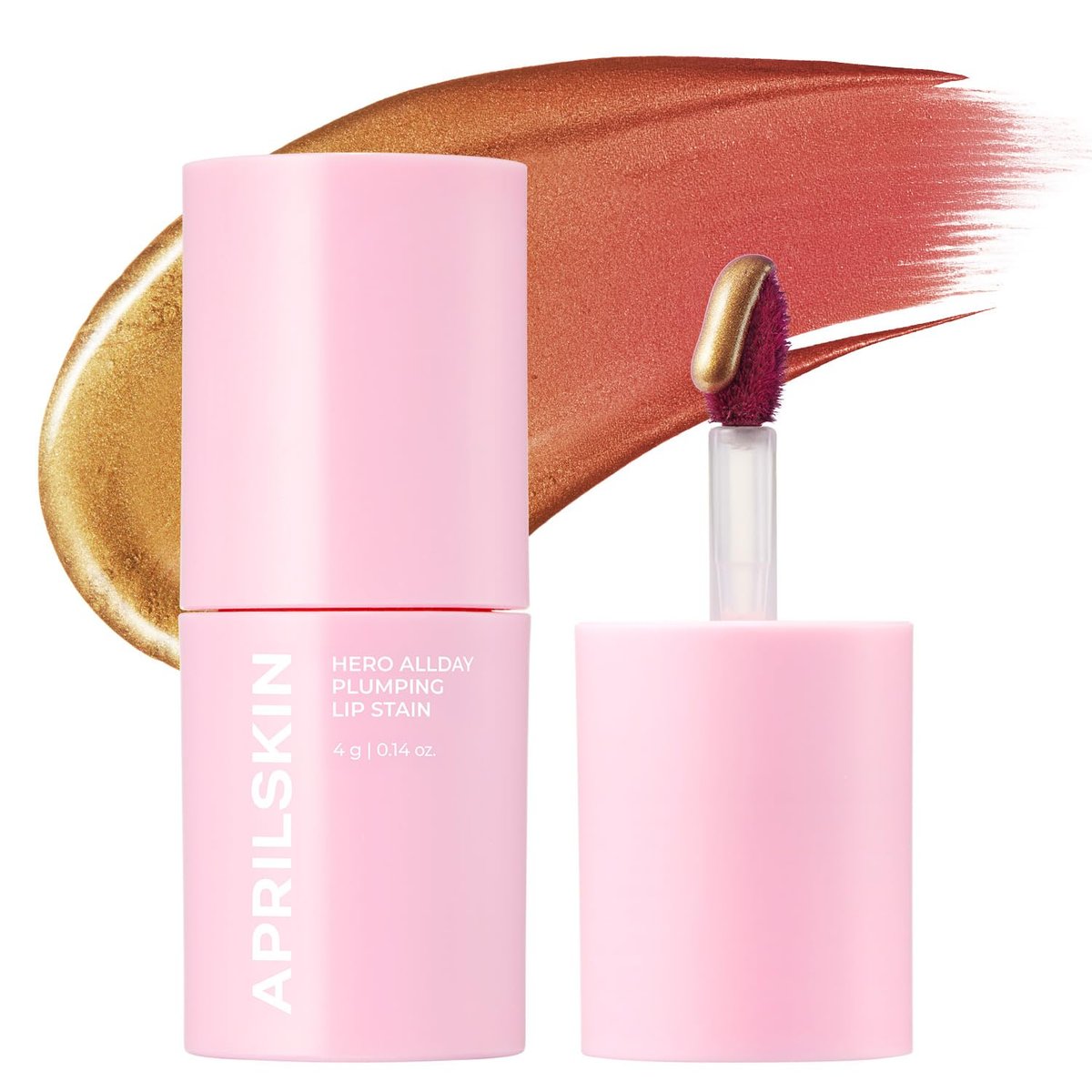 APRILSKIN Hero All Day Plumping Lip Stain – 24H Lang anhaltende Lippenfarbe mit Volumen-Effekt, wischfest & übertragungssicher, natürliches Rosenrot, 0,14 oz