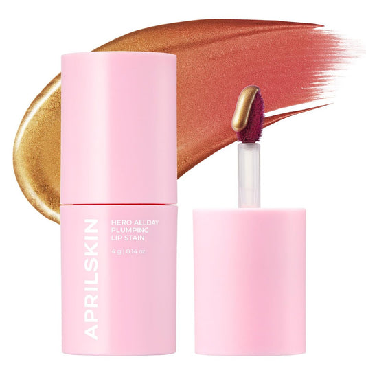 APRILSKIN Hero All Day Plumping Lip Stain – 24H Lang anhaltende Lippenfarbe mit Volumen-Effekt, wischfest & übertragungssicher, natürliches Rosenrot, 0,14 oz
