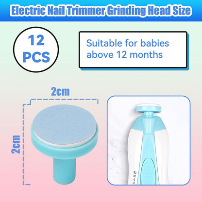 12 Baby-Nagelfeilen-Pads, Ersatzpads für elektrische Baby-Nagelschneider, passend für Kinder ab 12 Monaten (Blau)