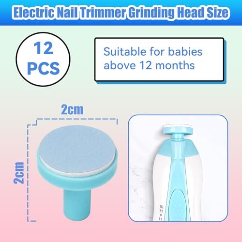 12 Baby-Nagelfeilen-Pads, Ersatzpads für elektrische Baby-Nagelschneider, passend für Kinder ab 12 Monaten (Blau)