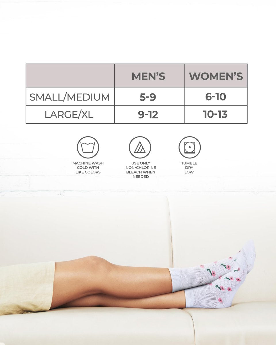 Pembrock Diabetikersocken für Damen und Herren – 6 Paar | Blumenmuster | Atmungsaktiv mit glatten Zehennähten