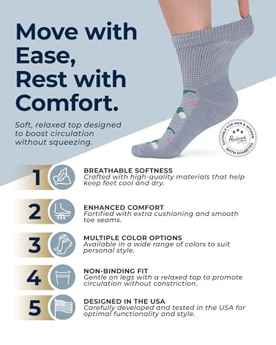 Pembrock Diabetikersocken für Damen und Herren – 6 Paar | Blumenmuster | Atmungsaktiv mit glatten Zehennähten