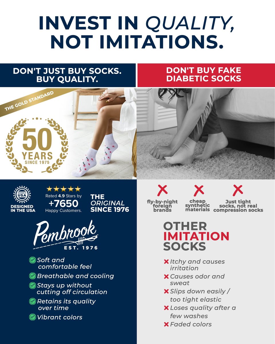 Pembrock Diabetikersocken für Damen und Herren – 6 Paar | Blumenmuster | Atmungsaktiv mit glatten Zehennähten