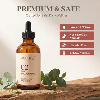 Mint & Eukalyptus Ätherisches Öl für Diffuser & Kerzenherstellung, 118 ml (4 fl oz) Große Flasche, Langanhaltender Frischer Duft für Raumduft, Seife, DIY & Aromatherapie
