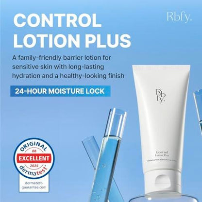 Rbfy. Control Lotion Plus – Leichte Gesichtsfeuchtigkeitscreme für Hydratation, Beruhigung & Barriereschutz mit mehrschichtiger Hyaluronsäure. Für Gesicht & Körper. Koreanische Hautpflege für die ganze Familie (150 ml)