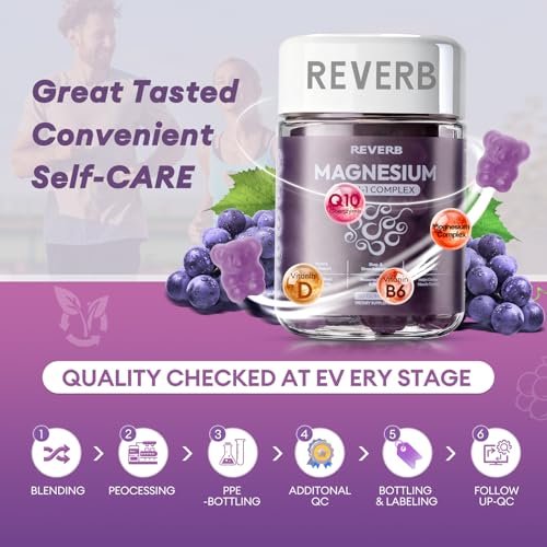 REVERB Magnesium Complex 14-in-1 Magnesium Gummies – 90 Stück, Zuckerfrei, mit Glycinat, L-Threonat, Calcium, Coenzym Q10, Vitamin B6 & D3 – Nahrungsergänzung für Erwachsene