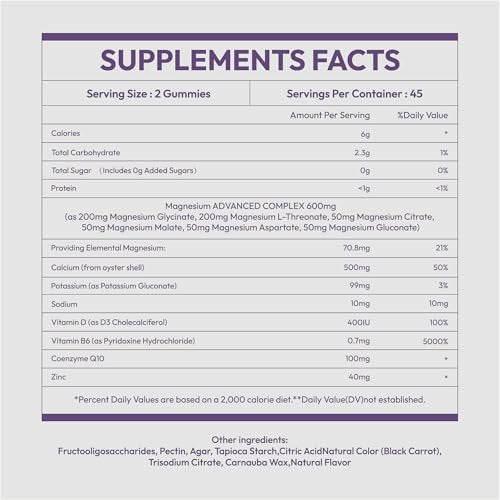 REVERB Magnesium Complex 14-in-1 Magnesium Gummies – 90 Stück, Zuckerfrei, mit Glycinat, L-Threonat, Calcium, Coenzym Q10, Vitamin B6 & D3 – Nahrungsergänzung für Erwachsene
