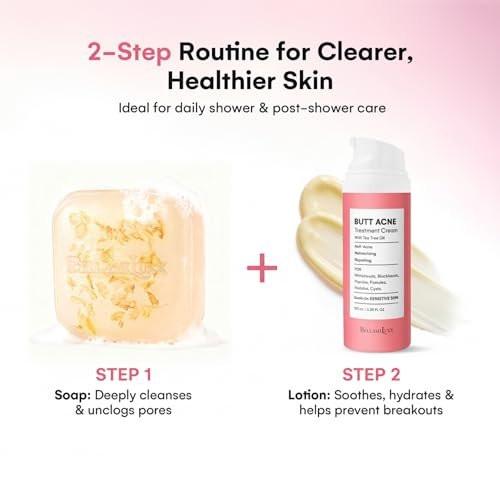 BellamiLuxx Butt Acne Treatment Set: Seife & Lotion gegen Pickel am Po, Oberschenkeln, Rücken und Brust – Reduziert Körperausbrüche