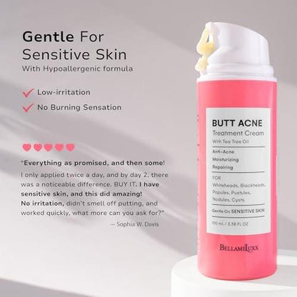 BellamiLuxx Butt Acne Treatment Set: Seife & Lotion gegen Pickel am Po, Oberschenkeln, Rücken und Brust – Reduziert Körperausbrüche