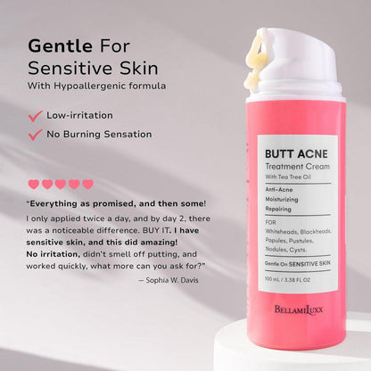 BellamiLuxx Butt Acne Treatment Set: Seife & Lotion gegen Pickel am Po, Oberschenkeln, Rücken und Brust – Reduziert Körperausbrüche