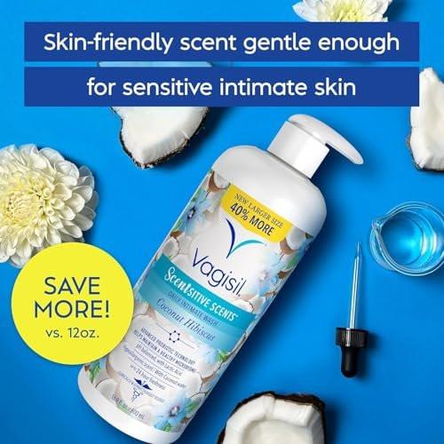 Vagisil Femininwasche für die Intimhygiene, pH-ausgeglichen und gynäkologisch getestet, Kokos-Hibiskus, 500 ml mit Pumpe