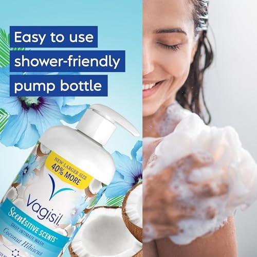 Vagisil Femininwasche für die Intimhygiene, pH-ausgeglichen und gynäkologisch getestet, Kokos-Hibiskus, 500 ml mit Pumpe