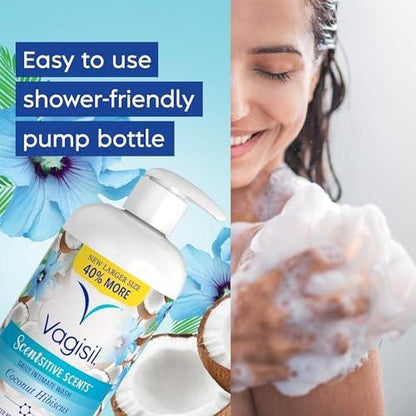 Vagisil Femininwasche für die Intimhygiene, pH-ausgeglichen und gynäkologisch getestet, Kokos-Hibiskus, 500 ml mit Pumpe