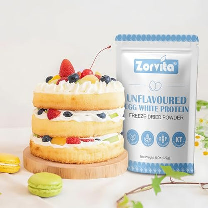 ZORVITA Gefriergetrocknetes Eiweißpulver Ungesüßt, Ohne Zusätze oder Füllstoffe, Glutenfrei, Nicht-GVO, 227 g (8 Unzen)
