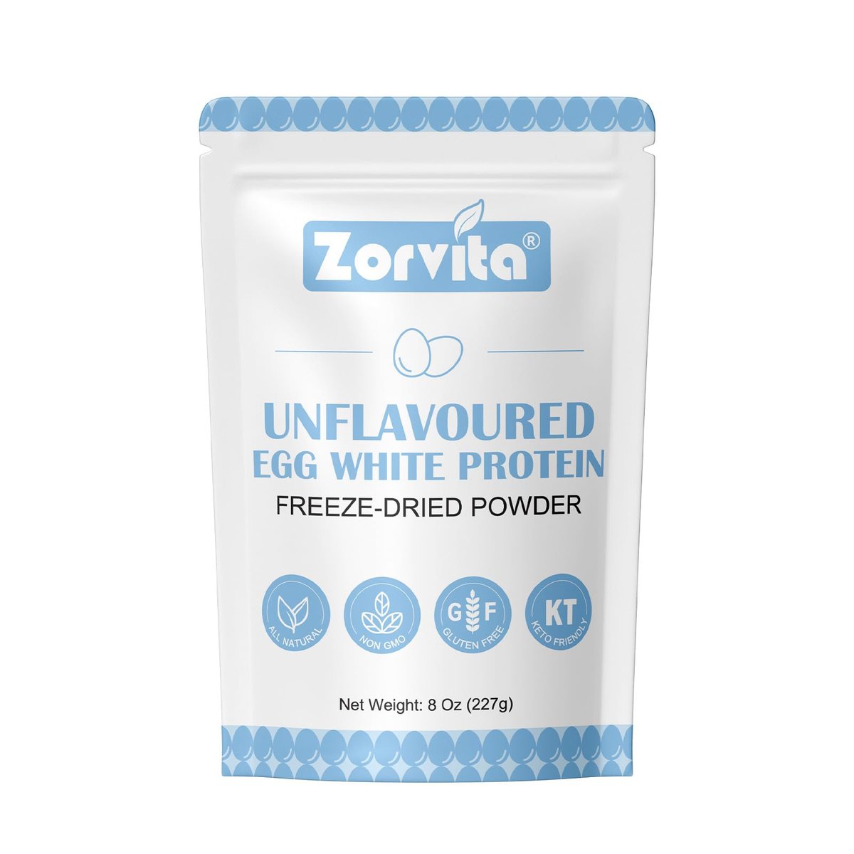 ZORVITA Gefriergetrocknetes Eiweißpulver Ungesüßt, Ohne Zusätze oder Füllstoffe, Glutenfrei, Nicht-GVO, 227 g (8 Unzen)