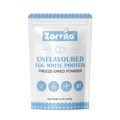 ZORVITA Gefriergetrocknetes Eiweißpulver Ungesüßt, Ohne Zusätze oder Füllstoffe, Glutenfrei, Nicht-GVO, 227 g (8 Unzen)