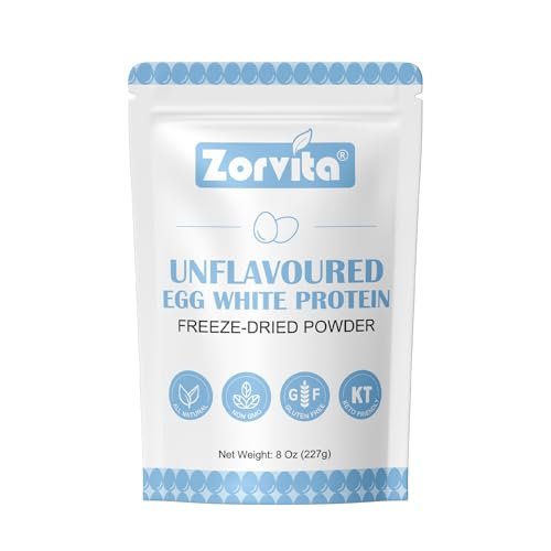 ZORVITA Gefriergetrocknetes Eiweißpulver Ungesüßt, Ohne Zusätze oder Füllstoffe, Glutenfrei, Nicht-GVO, 227 g (8 Unzen)