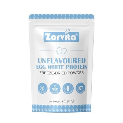 ZORVITA Gefriergetrocknetes Eiweißpulver Ungesüßt, Ohne Zusätze oder Füllstoffe, Glutenfrei, Nicht-GVO, 227 g (8 Unzen)