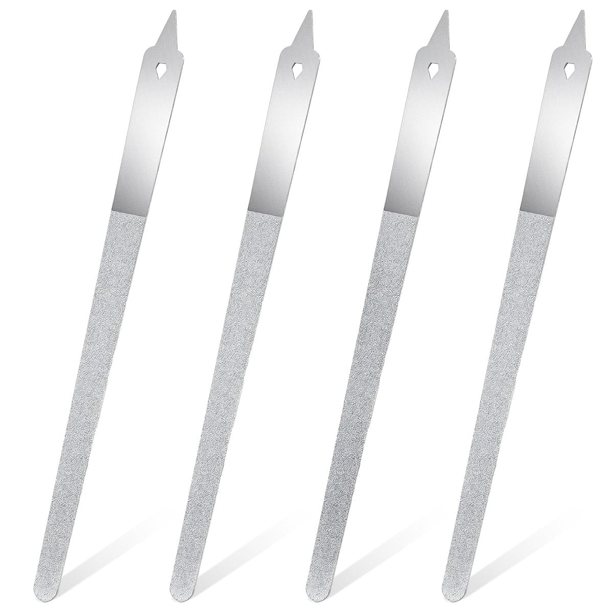 Clofiak 4er Set Diamant-Nagelfeile aus Edelstahl, 15 cm Doppelseitige Metall-Nagelfeile für Maniküre und Pediküre im Salon und Zuhause