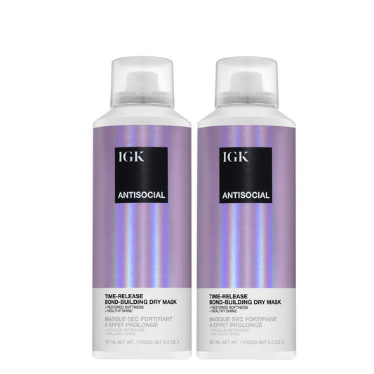 IGK Antisocial Dry Hair Mask (2er-Pack) - Übernachtpflege | Bond-Building Behandlung | Feuchtigkeitsspendend & Reparierend | Leave-In | 2x 148 ml