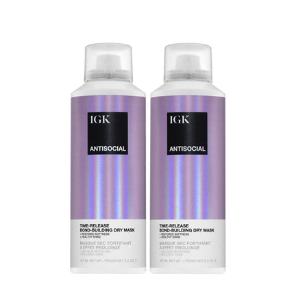 IGK Antisocial Dry Hair Mask (2er-Pack) - Übernachtpflege | Bond-Building Behandlung | Feuchtigkeitsspendend & Reparierend | Leave-In | 2x 148 ml