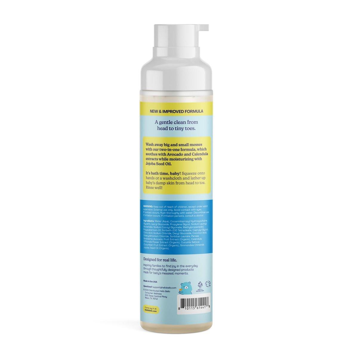 Hello Bello Ultra-Feuchtigkeitsspendendes Babyshampoo & Duschgel, Duftfrei, Tränenfrei & Sicher für empfindliche Haut, 10 Flasche (ca. 296 ml)