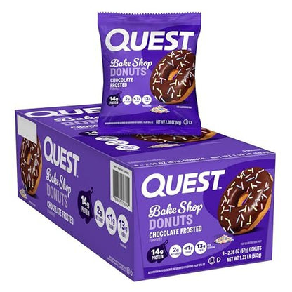 Quest Nutrition Bake Shop Schokoladen-Glasierte Donuts – 14g Protein, Weniger als 1g Zucker, Protein Snack, 9 Stück