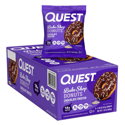 Quest Nutrition Bake Shop Schokoladen-Glasierte Donuts – 14g Protein, Weniger als 1g Zucker, Protein Snack, 9 Stück