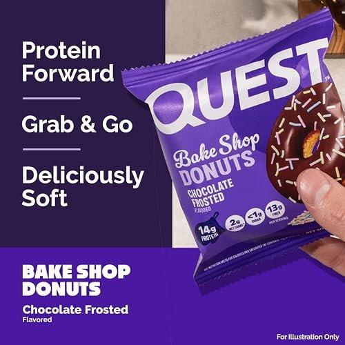 Quest Nutrition Bake Shop, Schokoladen-Glasierte Donuts, 14g Protein, Weniger als 1g Zucker, Protein Snack, Zuckerarm, 4er Pack
