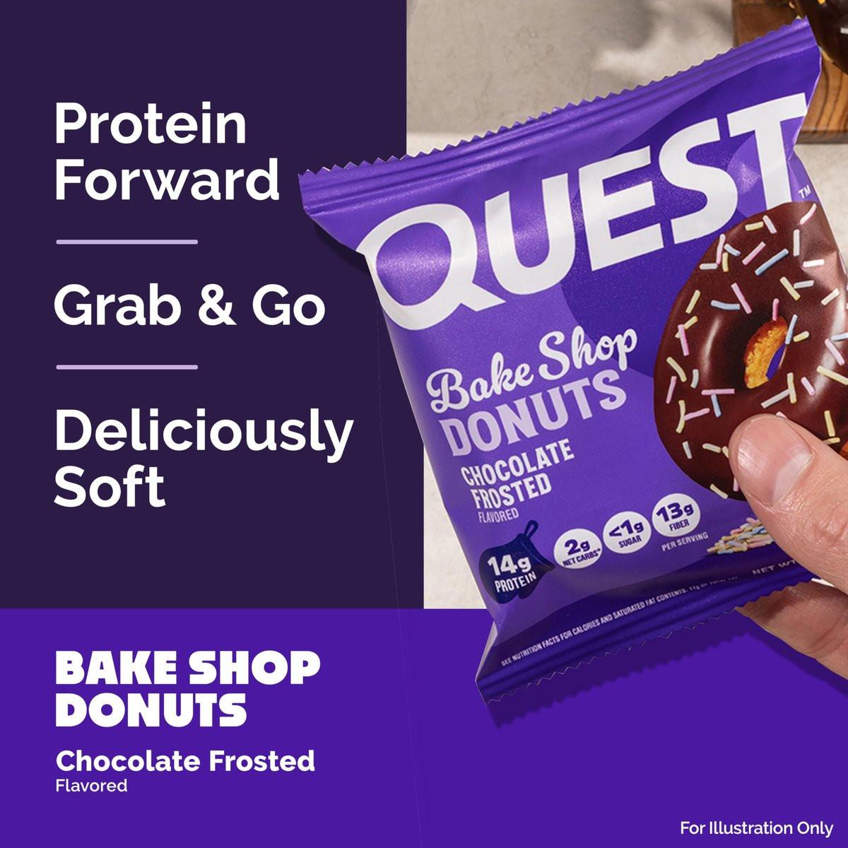 Quest Nutrition Bake Shop, Schokoladen-Glasierte Donuts, 14g Protein, Weniger als 1g Zucker, Protein Snack, Zuckerarm, 4er Pack