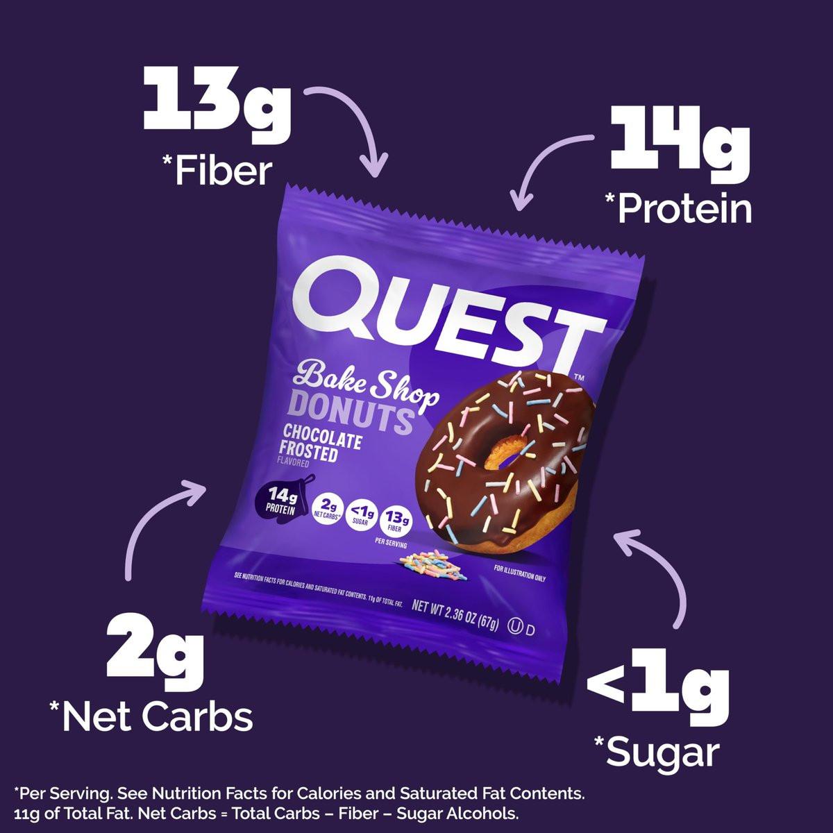Quest Nutrition Bake Shop, Schokoladen-Glasierte Donuts, 14g Protein, Weniger als 1g Zucker, Protein Snack, Zuckerarm, 4er Pack